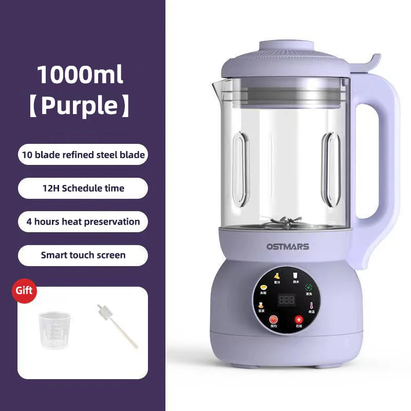 1000ML Automatic Soybean Milk Machine Intelligent Food Blender Electric Fruit Juicer Water Boiling Kettle Rice Paste Maker 220V